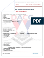 Question Bank - Multiple Choice Questions (MCQS) : Unit I - Business Finance