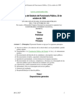 Bolivia: Ley Del Estatuto Del Funcionario Público, 22 de Octubre de 1999