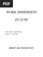 Work Immersion in Ucsp: Brief Background