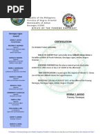 Certification: Office of The Punong Barangay Barangay Jugno Council