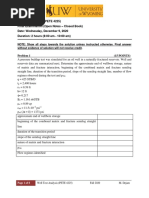 Well Test Analysis (PETE 4225) Final Examination (Open Notes - Closed Book) Date: Wednesday, December 9, 2020 Duration: 2 Hours (8:00 Am - 10:00 Am)