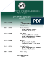 Philippine Institute of Chemical Engineers: Panay Chapter Oath Taking Ceremony Program