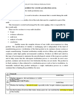 Audit Checklist Sterile Production Area