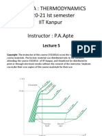 Eso201A: Thermodynamics 2020-21 Ist Semester IIT Kanpur Instructor: P.A.Apte