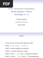 EC212: Introduction To Econometrics Multiple Regression: Inference (Wooldridge, Ch. 4)