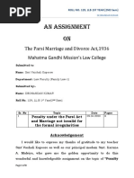 An Assignment On: The Parsi Marriage and Divorce Act, 1936 Mahatma Gandhi Mission's Law College