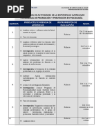 Cronograma de Actividades de Programas de Promoción y Prevención en Psicología