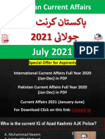 Pakistan Current Affairs July 2021 in PDF