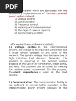 Problems Which Are Associated With The Interconnected Power System