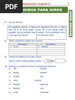 Antónimos para Niños para Segundo Grado de Primaria