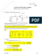 Corrigé de L'examen D'electronique Analogique: SMP-S5, Session Normale 2017-2018