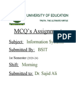 IS - MCQ's - BSIT 1st