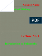 Lecture 1 - Introduction To Philosophy