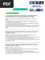 Question Bank and Answer Key Geo: Minerals & Energy Resources