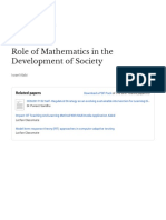 Role of Mathematics in The Development of Society: Related Papers