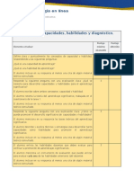 Lista de Cotejo Capacidades, Habilidades y Diagnóstico