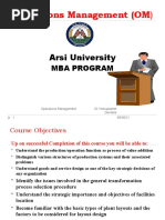 Operations Management (OM) : Arsi University