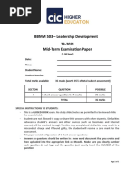 BBMM 503 - Leadership Development T3-2021 Mid-Term Examination Paper