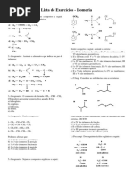 Lista de Exercícios - Isomeria