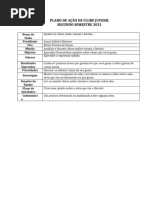 Plano de Ação - Clube Juvenil - Segundo Semestre 2021