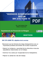 "Riesgos Disergonómicos Según RM 375-2008-TR": Dra. Julia Bustillos Díaz Médico Ocupacional