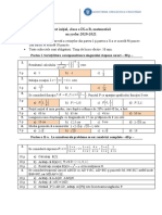 Test Inițial, Clasa A IX-A Matematică, 2020-2021