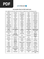 SBI Credit Card Eligible Cities List