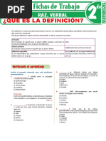 2.° Secundaria - Aptitud Verbal - La Definición (Material I)