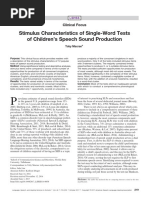 Stimulus Characteristics of Single-Word Tests of Children 'S Speech Sound Production