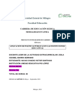 Aplicación de Políticas Públicas en Las Instituciones de Educativas