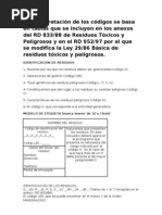 La Interpretación de Los Códigos Se Basa en Tablas Que Se Incluyen en Los Anexos Del RD 833