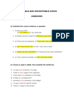 COUNTABLE AND UNCOUNTABLE NOUNS Exercises