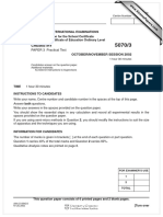 Chemistry: PAPER 3 Practical Test