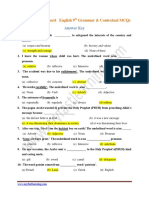 FBISE Lahore Board English 9th Grammar Contextual MCQs Answer Key