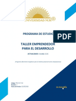 Programa de Estudio Taller Emprendedor 2021