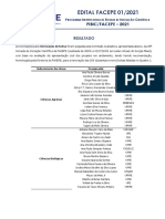 Edital FACEPE 01-2021 PIBIC-Resultado