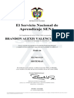 El Servicio Nacional de Aprendizaje SENA: Brandon Alexis Valencia Arango