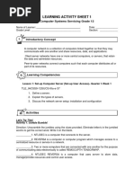 Learning Activity Sheet 1: Computer Systems Servicing Grade 12