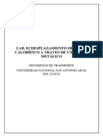 Desplazamiento de Flujo Calorífico A Traves de Un Sólido Metálico