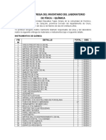 Acta de Entrega Del Inventario Del Laboratorio de Física