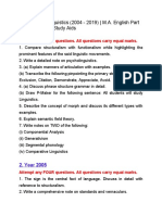 Past Paper of Linguistic 2004 To 2019