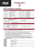 Group Assignment Cover Sheet: Student Details