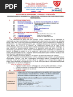 Actividad de Aprendizaje - Ciencia Y Tecnologìa: I. Datos Informativos