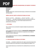 Emanda de Separación Convencional de Cuerpos y Divorcio