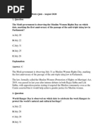 Monthly Current Affairs Quiz August