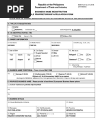 Republic of The Philippines Department of Trade and Industry Business Name Registration Sole Proprietorship Application Form