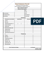 Kova Fasteners PVT - LTD: Heat Treatment Report Material Description