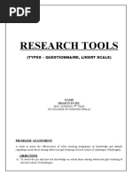 Research Tools: (Types - Questionnaire, Likert Scale)