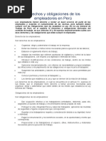 Derechos y Obligaciones de Los Empleadores en Perú