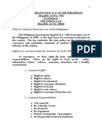 CONSUMER PROTECTION ACT OF THE PHILIPPINES in Relation To LEMON LAW